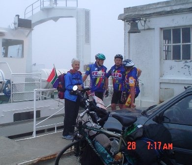 75 Blaye, Cycle Pilgrims on the Ferry.JPG