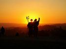 sunset, pilgrim statues, santiago from monte gozo Oct 2017 JLarocco.jpg