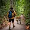 craiyon_051438_Hiker_on_a_Camino_trail_walking_alongside_a_tiger_on_a_leash_with_a_small_backp...png