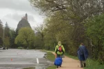 022-03 Kathy and Serge enter Le Puy en Velay towards the Saint Michel d'Aiguilhe Chapel.webp