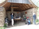 030-12 Pilgrim rest stop for donations at a farm in L'Estrade.webp