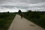 0554-buddhist monk on the path before Villalbilla (Burgos-Rabe de las Calzados, 31.05.2011).webp