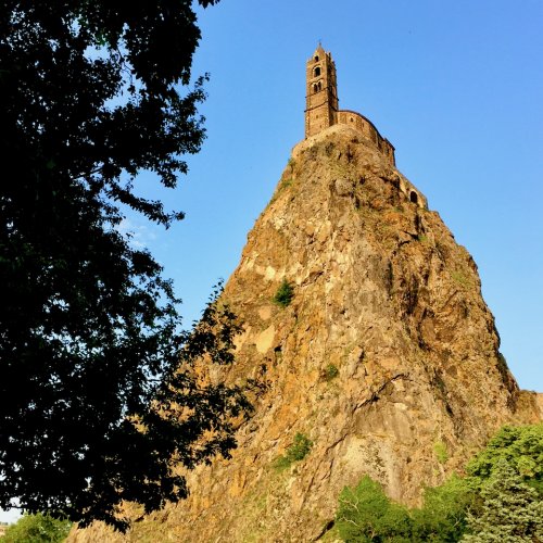 Chapel of St Michael in LePuy, perched on top of the neck of an extinct vocano.jpeg