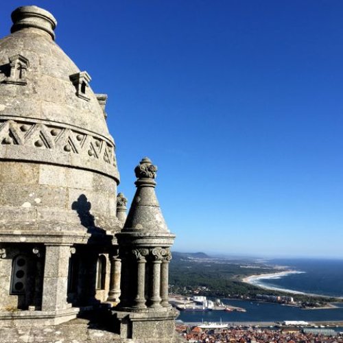Rooftop of the Santuario de Santa Luzia, Viana do Castelo.  Overlooking the coast just walked.