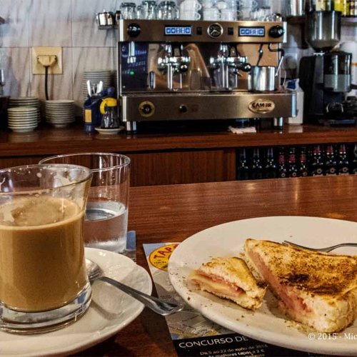 Camino Ingles - Neda - Pension Maragota - Cafe con Leche + Toasted Cheese/Ham