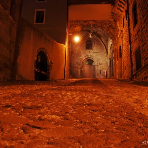 Back street near the Cathedral, Le Puy en Velay at night, Beautiful place.