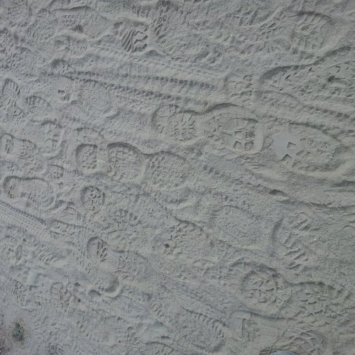 Pilgrim footprints in the sand ... Near Molinaseca (Sept 2016)