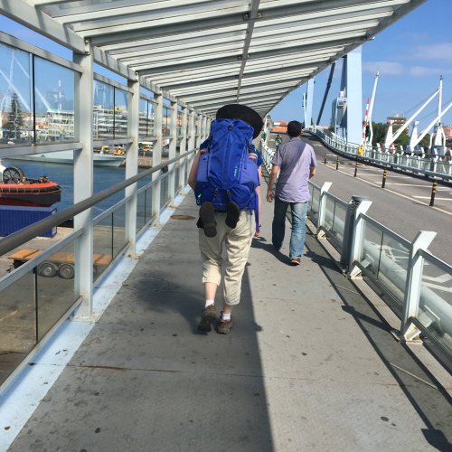 Crossing the bridge in Matosinhos