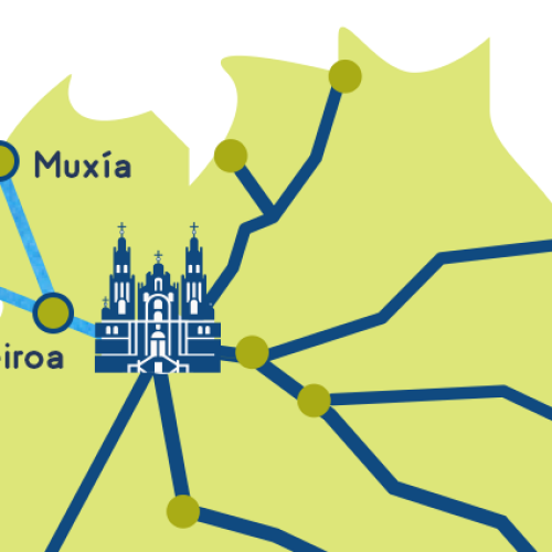 Camino finisterre - muxia map stages